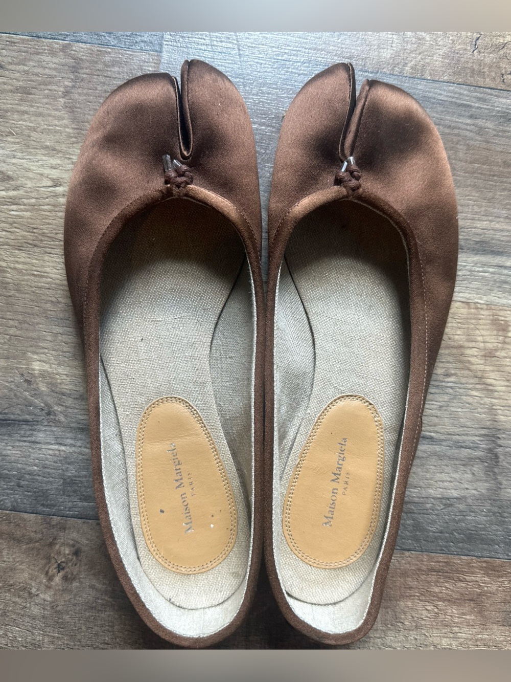 Maison Martin Margiela Brown Suede Tie-Detail Ballet Flats